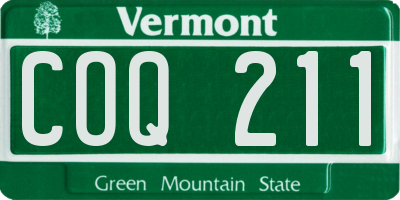 VT license plate COQ211