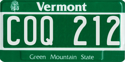 VT license plate COQ212