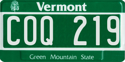 VT license plate COQ219