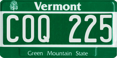 VT license plate COQ225