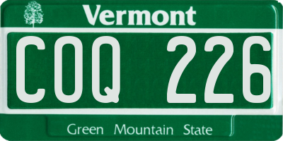 VT license plate COQ226