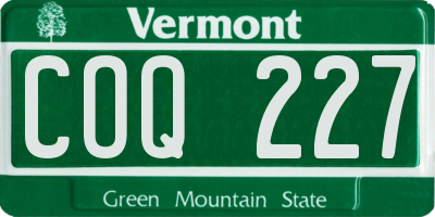 VT license plate COQ227