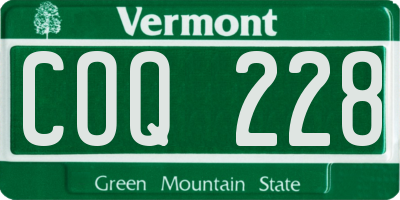 VT license plate COQ228