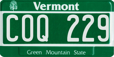 VT license plate COQ229