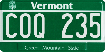 VT license plate COQ235