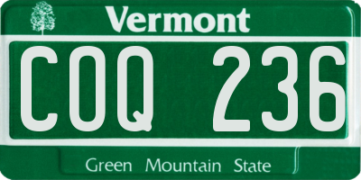 VT license plate COQ236
