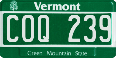 VT license plate COQ239