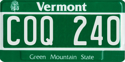 VT license plate COQ240