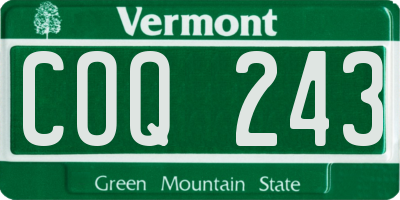 VT license plate COQ243