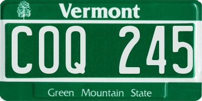 VT license plate COQ245