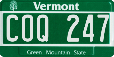 VT license plate COQ247
