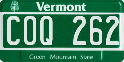 VT license plate COQ262