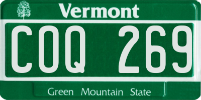 VT license plate COQ269