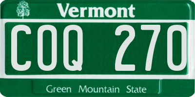 VT license plate COQ270