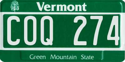 VT license plate COQ274