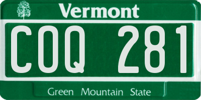 VT license plate COQ281