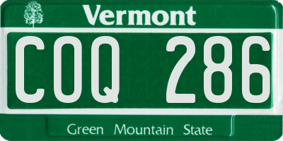 VT license plate COQ286