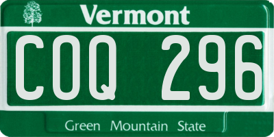 VT license plate COQ296