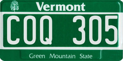 VT license plate COQ305