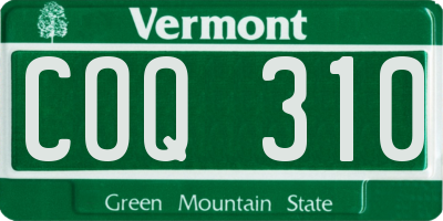 VT license plate COQ310