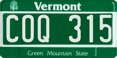 VT license plate COQ315