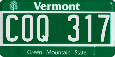 VT license plate COQ317