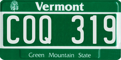 VT license plate COQ319