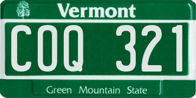 VT license plate COQ321