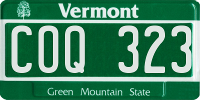 VT license plate COQ323