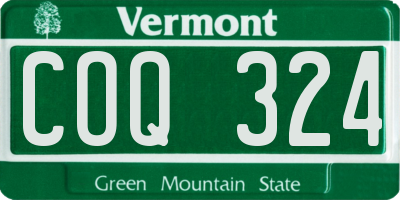 VT license plate COQ324