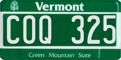 VT license plate COQ325