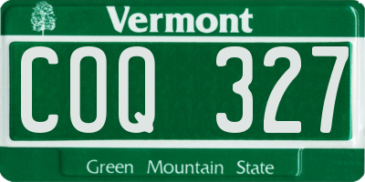 VT license plate COQ327