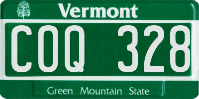 VT license plate COQ328