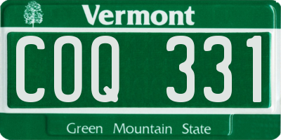 VT license plate COQ331