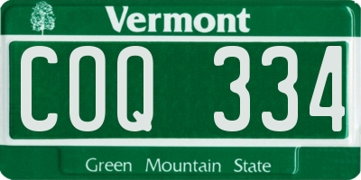 VT license plate COQ334