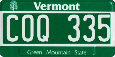 VT license plate COQ335