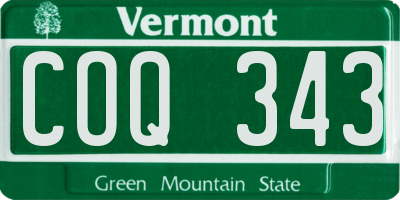 VT license plate COQ343