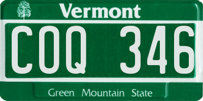 VT license plate COQ346