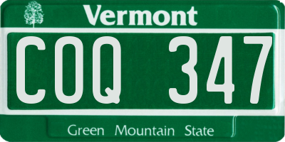 VT license plate COQ347