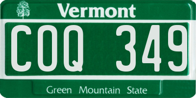 VT license plate COQ349
