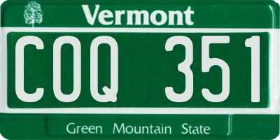 VT license plate COQ351