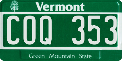 VT license plate COQ353