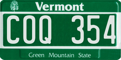 VT license plate COQ354