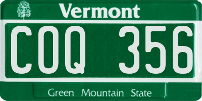 VT license plate COQ356