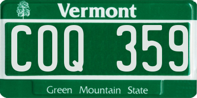 VT license plate COQ359