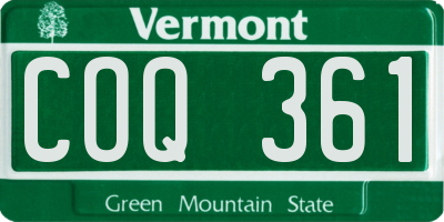 VT license plate COQ361