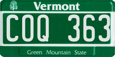 VT license plate COQ363