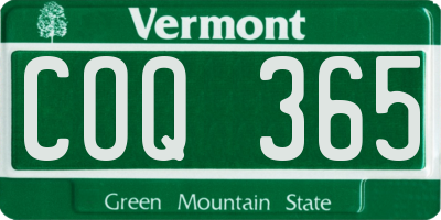 VT license plate COQ365