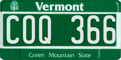 VT license plate COQ366
