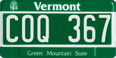 VT license plate COQ367